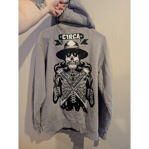 Y2k C1rca Large Footwear Hooded Sweatshirt Circa Gray Skull Zip Gunslinger